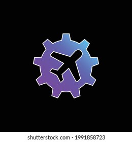 Aeroplane blue gradient vector icon
