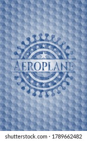 Aeroplane blue hexagon badge. Vector Illustration. Detailed. 