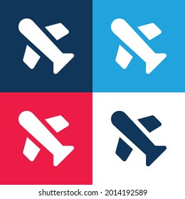Aeroplane blue and red four color minimal icon set