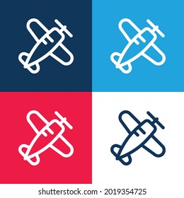 Aeroplane blue and red four color minimal icon set