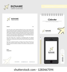 Aeroplane  Business Letterhead, Calendar 2019 and Mobile app design vector template