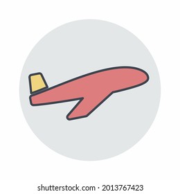 Aeroplane - Colour Mate Style.outline style design.Vector graphic illustration.icon for website design.Editable stroke