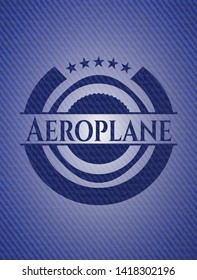 Aeroplane with denim texture. Vector Illustration. Detailed.