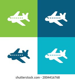 Avión Plano cuatro colores mínimo conjunto de iconos