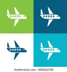 Aeroplane Flat four color minimal icon set