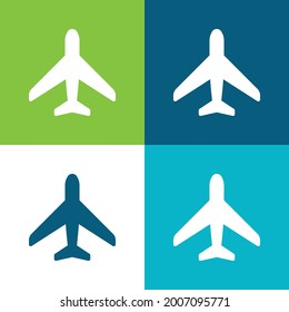 Aeroplane Flat four color minimal icon set