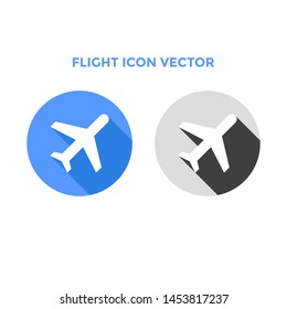 Aeroplane Flight Icon Label Flat Design Long Shadow Vector, Airplane Flight Icon Vector