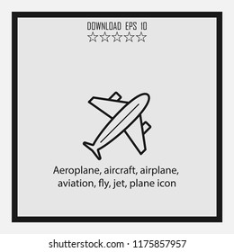 Aeroplane, fly line icon