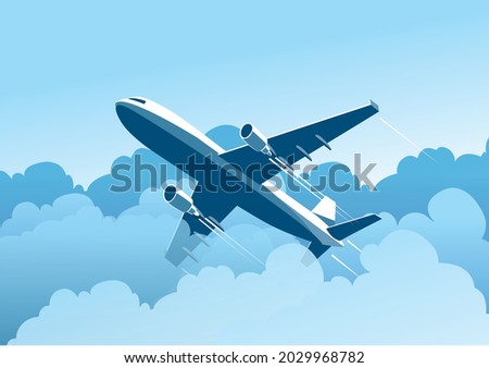 Aeroplane Flying Up Through Clouds