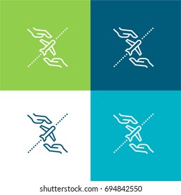 Aeroplane green and blue material color minimal icon or logo design