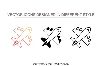 Design de ícone de avião com ilustração de estoque de fundo branco