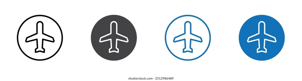 Aeroplane icon flat editable icon mark set.