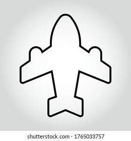 Aeroplane icon, outline vector sign, linear style pictogram isolated on white. Symbol, logo illustration. Editable stroke. Eps10 vector illustration.