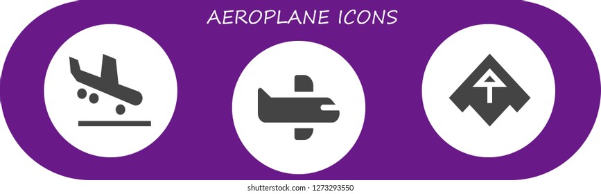  aeroplane icon set. 3 filled aeroplane icons. Simple modern icons about  - Arrival, Airplane