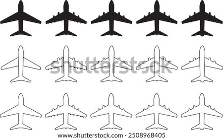 Aeroplane icon set. air plane icon for mobile and web. travel symbol. flight transport icon or symbol.