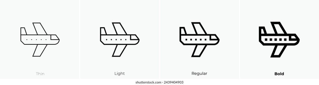 aeroplane icon. Thin, Light Regular And Bold style design isolated on white background