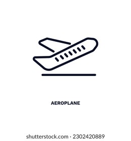 aeroplane icon. Thin line aeroplane icon from ai and future technology collection. Outline vector isolated on white background. Editable aeroplane symbol can be used web and mobile