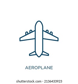 aeroplane icon. Thin linear aeroplane outline icon isolated on white background. Line vector aeroplane sign, symbol for web and mobile