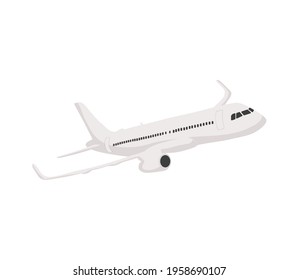 Aeroplane icon vector illustration. Airplane flight travel symbol. Flat plane view of a flying aircraft stock vector. Air cargo delivery and transportation charter. Business logistic symbol for web.