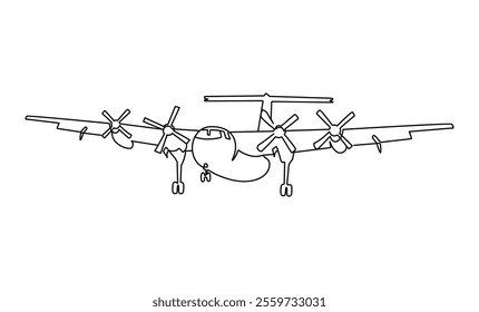 Aeroplane Line Drawing illustration black and white print art eps 10