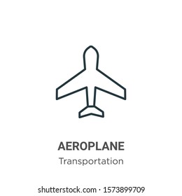 Aeroplane outline vector icon. Thin line black aeroplane icon, flat vector simple element illustration from editable transportation concept isolated on white background