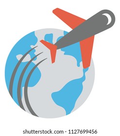 An aeroplane over globe giving the concept of world tour