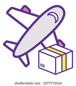 
An aeroplane with package symbolising ship by air
