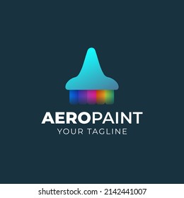 Aeroplane And Paint Logo With Gradient Style