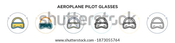 Aeroplane pilot glasses icon in filled, thin line,\
outline and stroke style. Vector illustration of two colored and\
black aeroplane pilot glasses vector icons designs can be used for\
mobile, ui, web