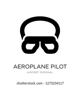 aeroplane pilot glasses icon vector on white background, aeroplane pilot glasses trendy filled icons from Airport terminal collection, aeroplane pilot glasses simple element illustration