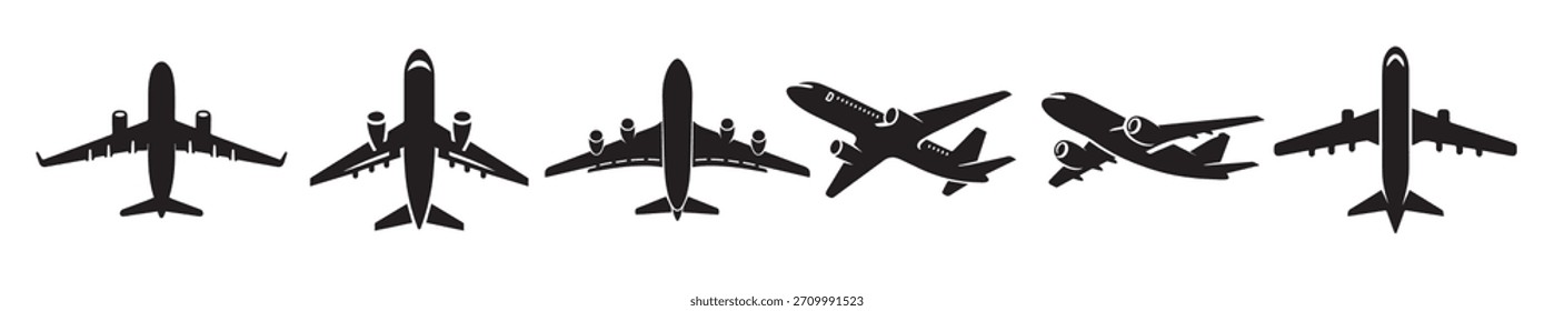 Paquete de silueta de avión aislado en blanco
