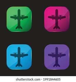 Aeroplane With Propellers four color glass button icon