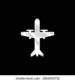 Aeroplane With Propellers silver plated metallic icon