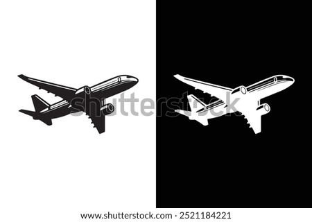 Aeroplane Silhouettes in Black And White Background.