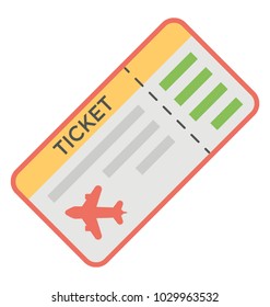 
An aeroplane ticket, travelling invoice flat icon
