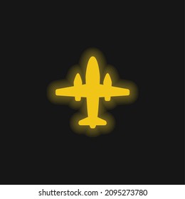 Aeroplane With Two Big Engines yellow glowing neon icon