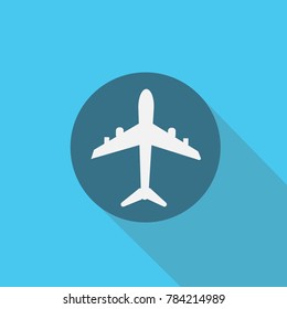 aeroplane vector icon flight mode white with blue background