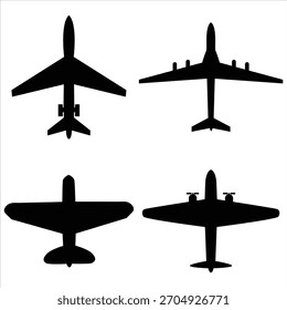 Conjunto de siluetas de icono de Vector de avión