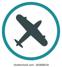 Aeroplane vector icon. Style is bicolor flat circled symbol, soft blue colors, rounded angles, white background.