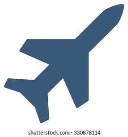 Aeroplane vector icon. Style is flat blue symbol, rounded angles, white background.