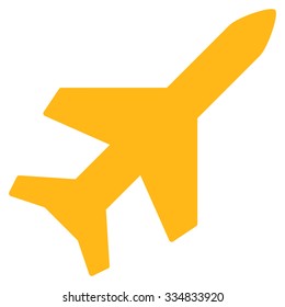 Aeroplane vector icon. Style is flat yellow symbol, rounded angles, white background.