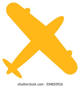 Aeroplane vector icon. Style is flat yellow symbol, rounded angles, white background.