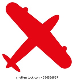 Aeroplane vector icon. Style is flat red symbol, rounded angles, white background.
