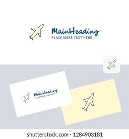 Aeroplane  vector logotype with business card template. Elegant corporate identity. - Vector