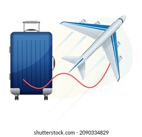 Aeroplate with Travel Bag - Stock Illustration as EPS 10 File