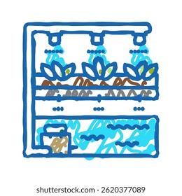 aeroponics water system irrigation doodle icon sketch vector. aeroponics water system irrigation sign. isolated symbol illustration