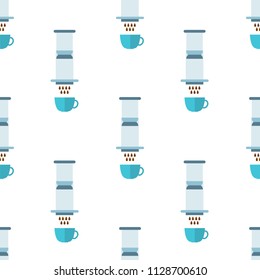 aeropress coffee maker seamless pattern