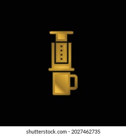 Aeropress gold plated metalic icon or logo vector