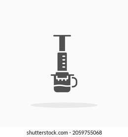 Aeropress icon. Solid black style. Vector illustration. Enjoy this icon for your project.