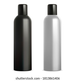 Aerosol can. Deodorant spray mockup. Aluminum bottle for hairspray, realistic black and white template. Air freshener container with cap. Graffiti paint cylinder tin/. Antiperspirant packaging